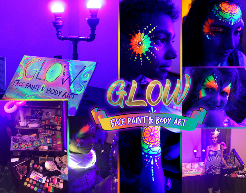 Temp tattoos, airbrush, UV glow paint, and other art based teen event services by www.magikidz.com
